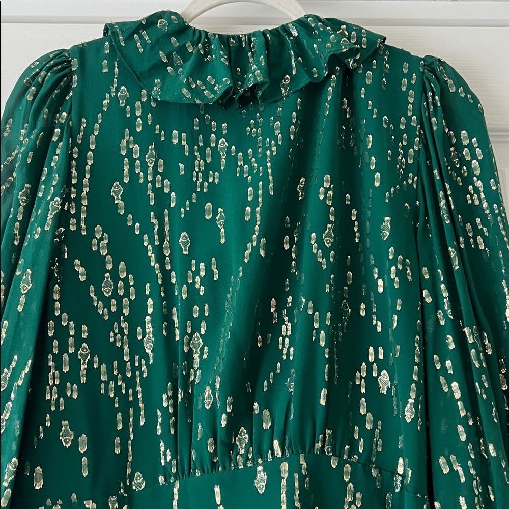 NWT - Lily Birdy Long Sleeve Silk Dress - Evergreen - Size 16 - Picture 6 of 10